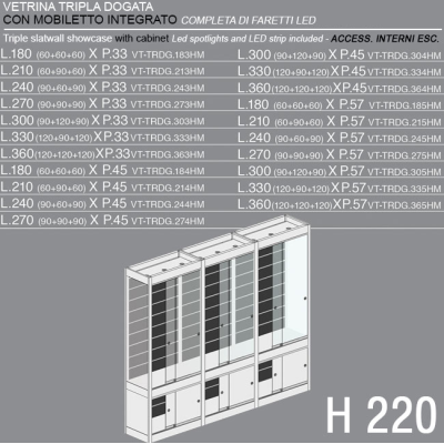 Vetrina Dogata Tripla con Mobiletto H.220