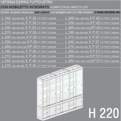 Vetrina Tripla con Mobiletto H.220