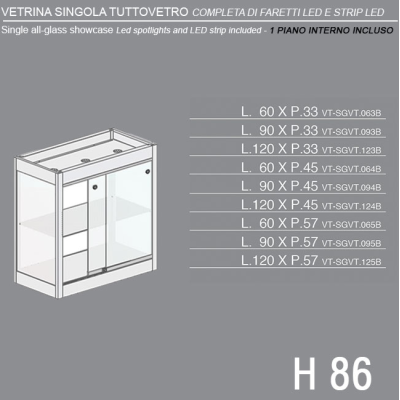 Vetrina Singola Tutta Vetro H.86