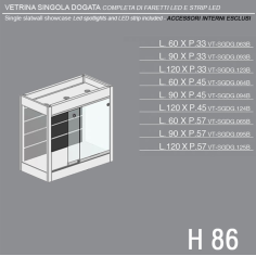 Vetrina Singola Schienale Dogato H.86